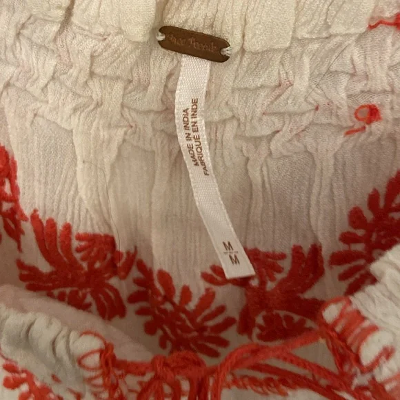 Free People Cream and Red Embroidered Blouse - Picture 6 of 8